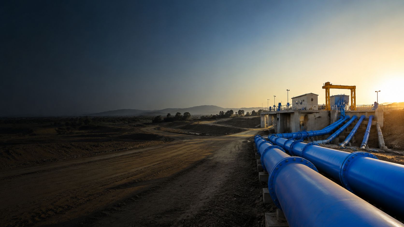 Water infrastructure project with large-diameter pipelines